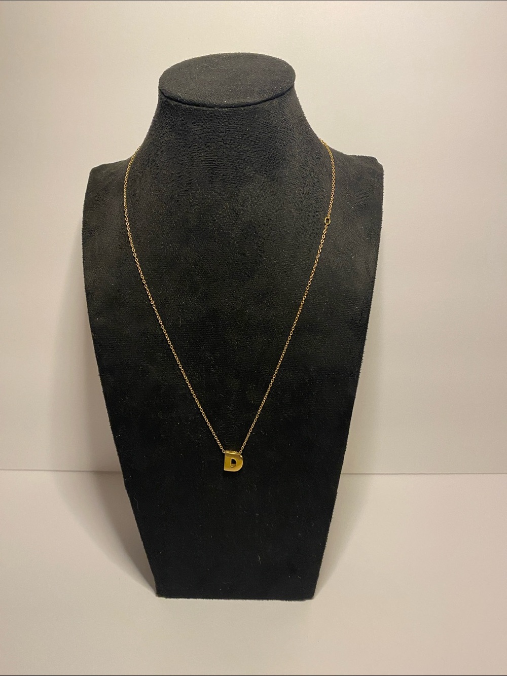 Gold color D initial necklace